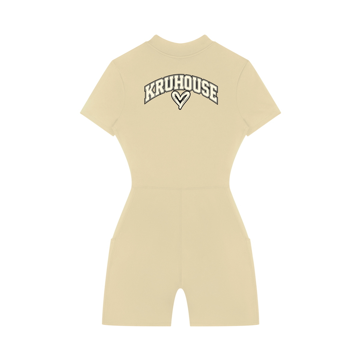 KruHouse Women's Quarter-Zip Short Sleeve Romper
