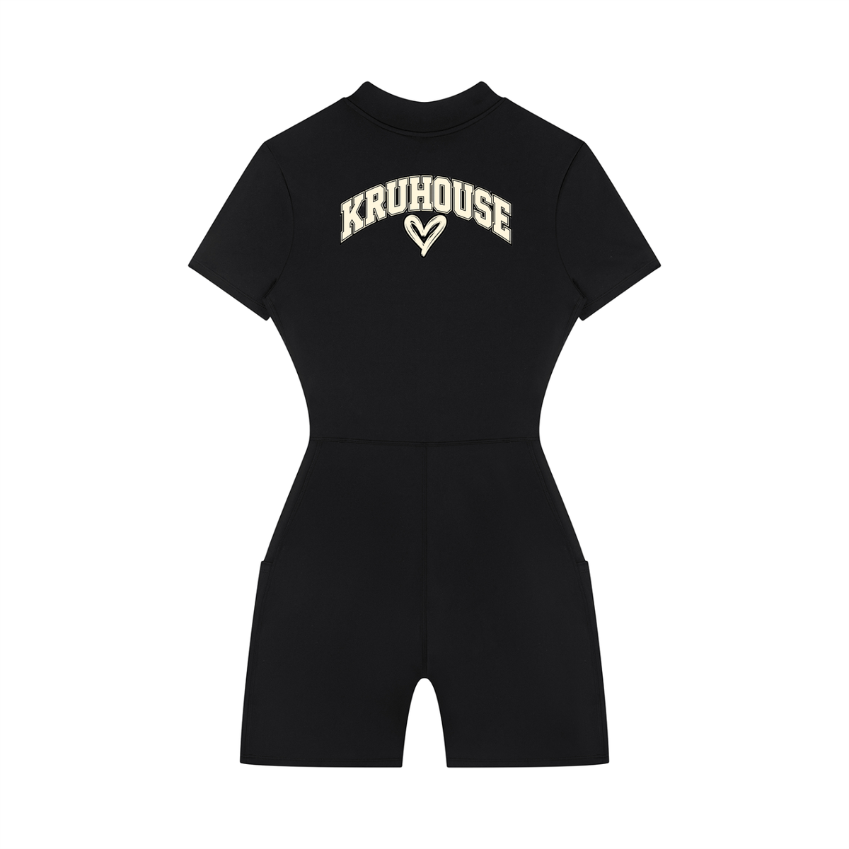 KruHouse Women's Quarter-Zip Short Sleeve Romper