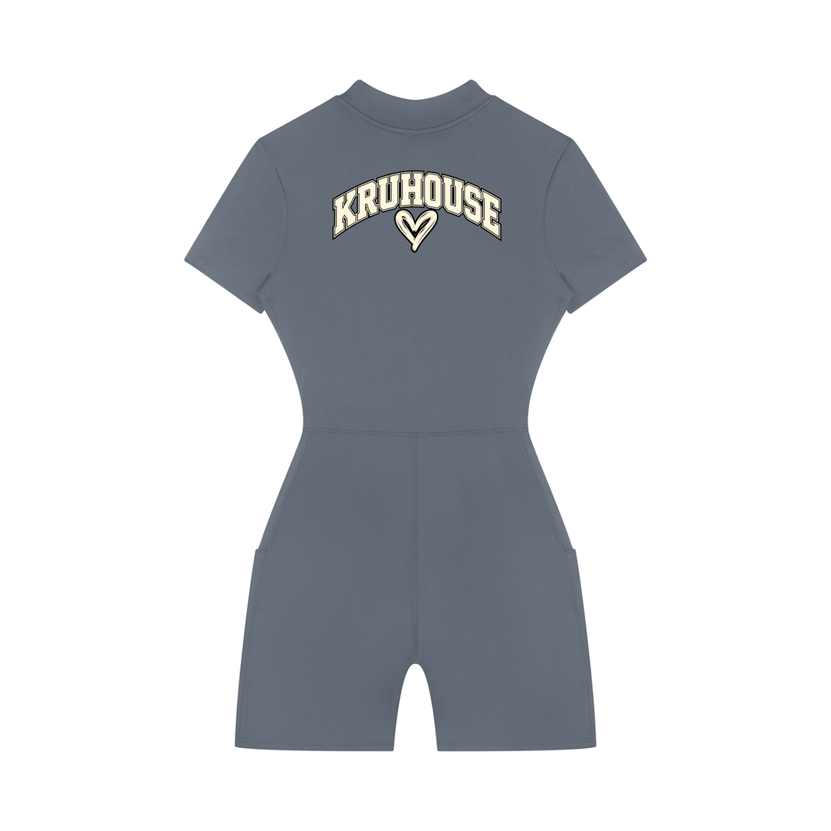 KruHouse Women's Quarter-Zip Short Sleeve Romper