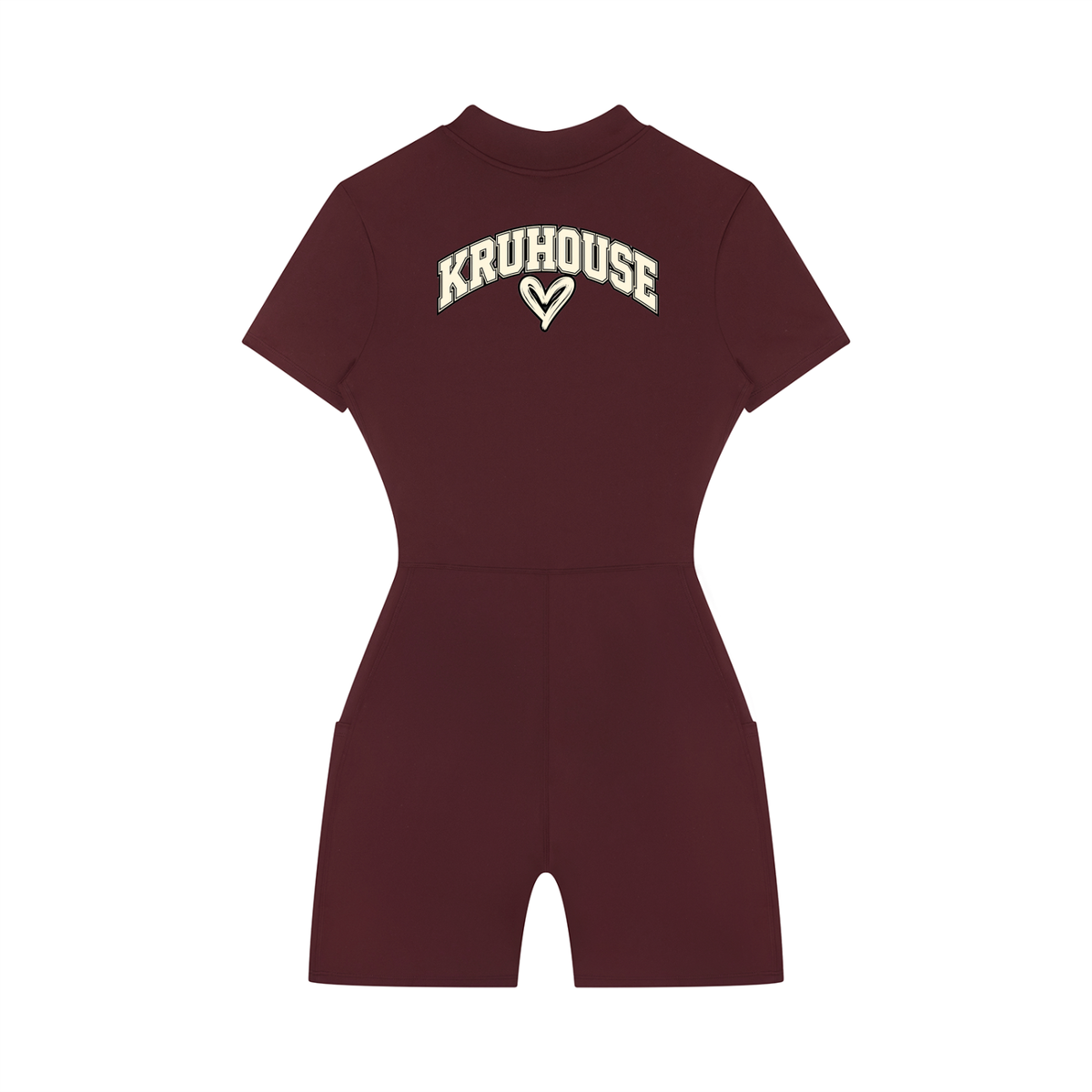 KruHouse Women's Quarter-Zip Short Sleeve Romper