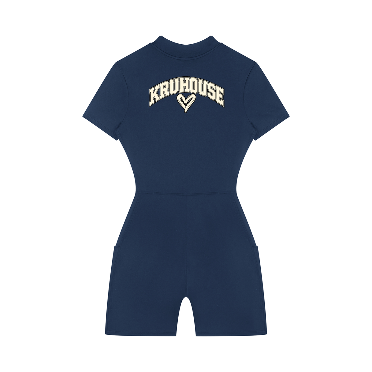 KruHouse Women's Quarter-Zip Short Sleeve Romper